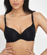 34B Woman wearing Jet Black No Wire Push-Up Bra by LIVELY