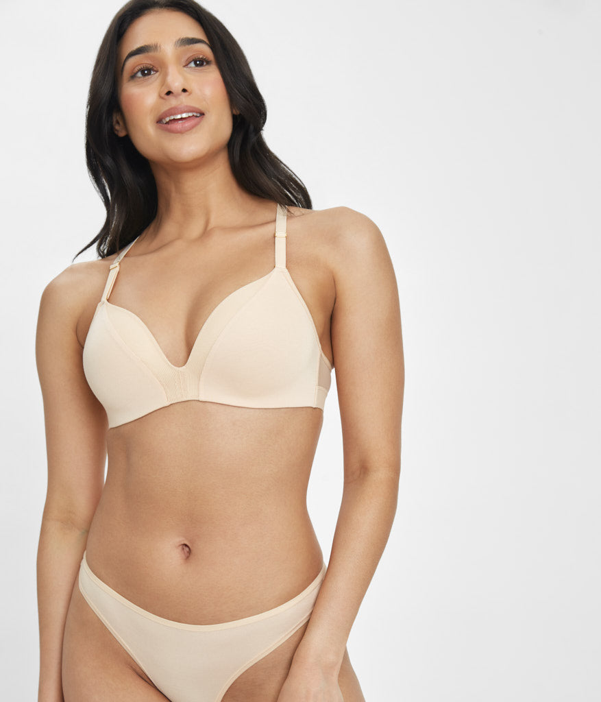 Madewell x Lively™ Mesh-Trim No-Wire Bra in Burnished Mahogany