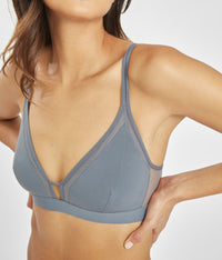 The Mesh Trim Padded Bralette: Smoke
