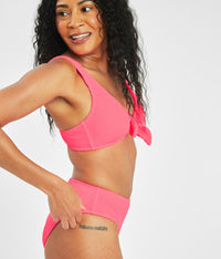 The Swim Ruched Plunge Bralette: Electric Pink