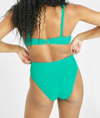 The Swim Ruched High Waist Bikini Bottom: Aquamarine