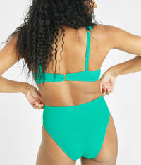 The Ruched Plunge Bralette & Bikini Swim Bundle: Aquamarine