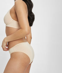 woman wearing small all day bikini in toasted almond by LIVELY