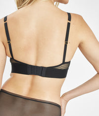 wide active inspired brand in jet black stripe mesh bralette | LIVELY bralettes