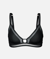 The Mesh Trim Bralette: Jet Black