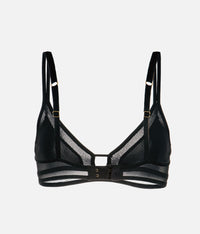 The Mesh Trim Bralette: Jet Black