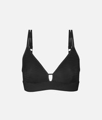 The Stripe Mesh Bralette: Jet Black