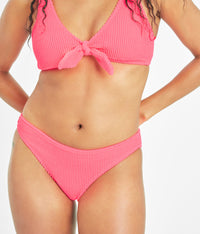 The Ruched Plunge Bralette & Bikini Swim Bundle: Electric Pink