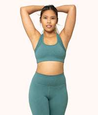 front view green leggings