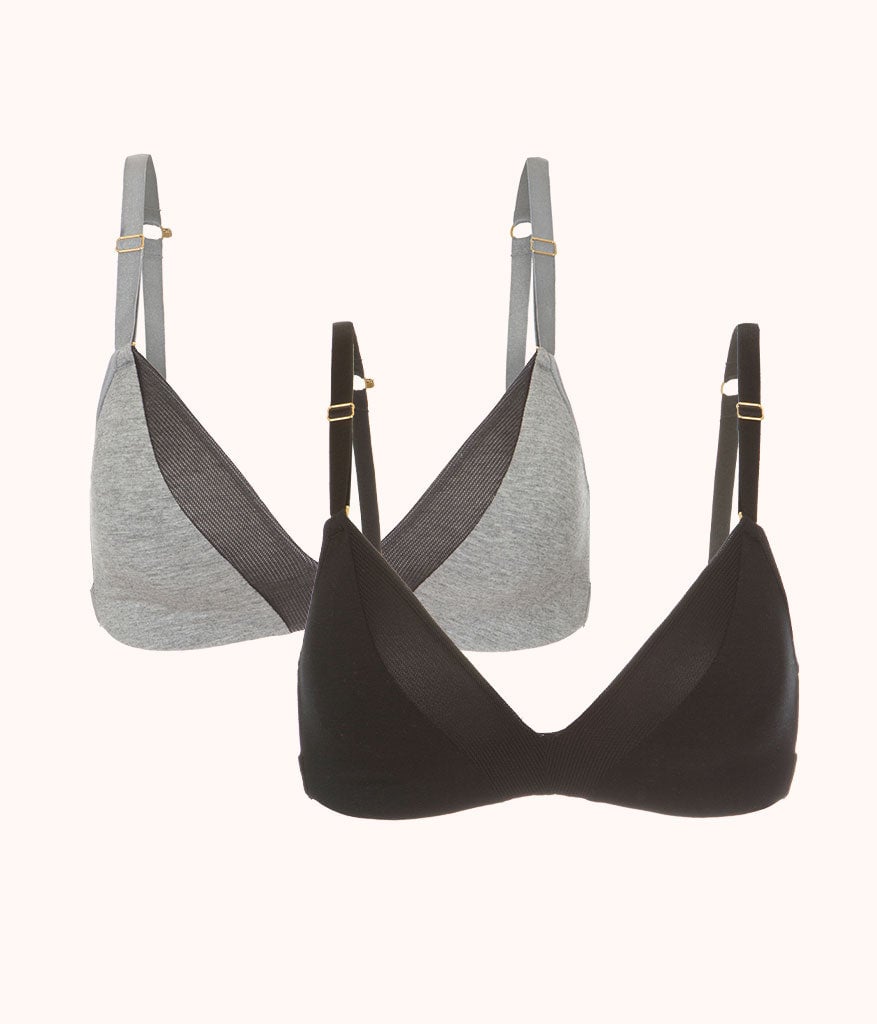 The All-Day Deep V No-Wire Bundle: Jet Black/Heather Gray