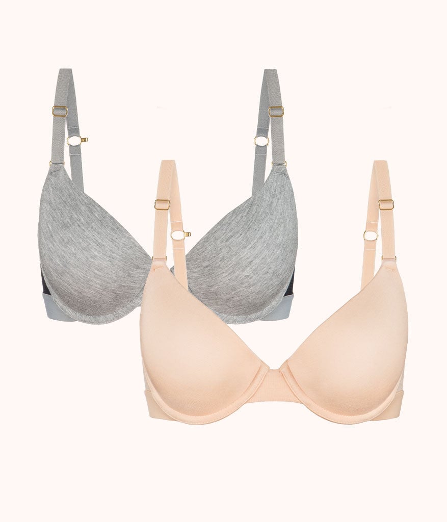 The All-Day T-Shirt Bra Bundle: Toasted Almond/Heather Gray
