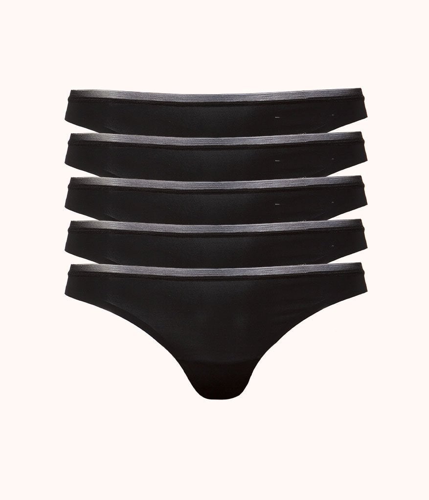 The No Show Thong 5-Pack: Jet Black