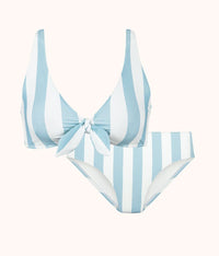 The Plunge Bralette & High Waist Swim Bundle - Print: Cabana Stripe