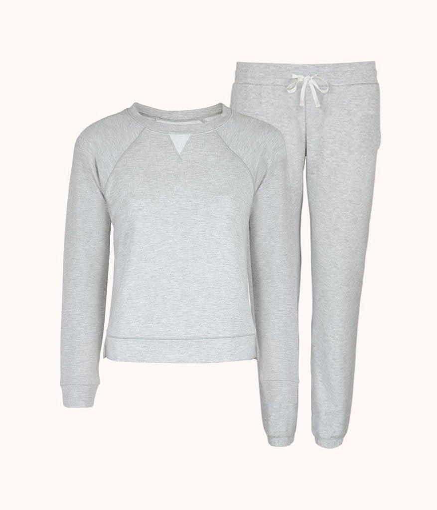 NODL Laid Back Kinda Day Heather Gray Solid Top/Jogger (2-Piece Set) - T7830HGR Small