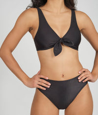 The Ribbed Plunge Bralette & High Waist Swim Bundle: Jet Black