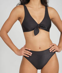 The Swim Ribbed Plunge Bralette: Jet Black