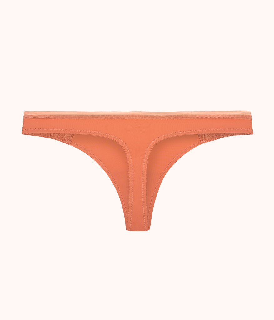 The Palm Lace Thong: Terracotta