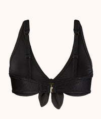 The Swim Ribbed Plunge Bralette: Jet Black