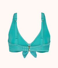 The Swim Ruched Plunge Bralette: Aquamarine