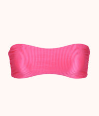 The Swim Ribbed Tie-Front Bandeau: Magenta
