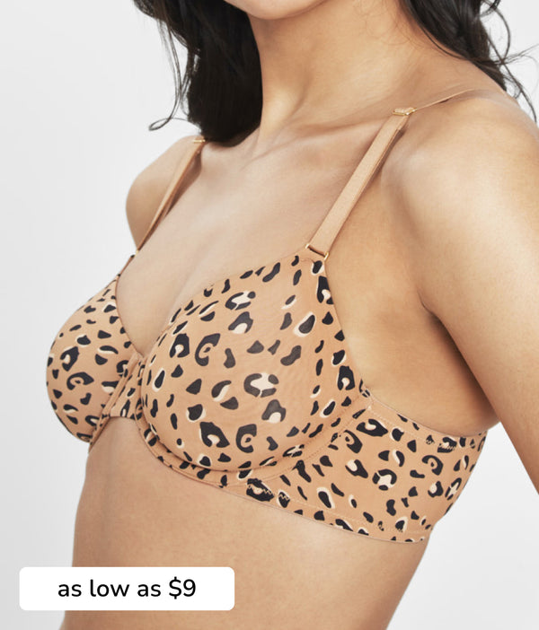 New Unlined Nylon Bra in Latte Leopard | LIVELY no-wire bras