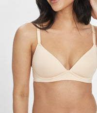 34B woman wearing All-Day Plunge No Wire Bra by LIVELY