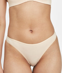 Low rise, modal toasted almond all-day thong by LIVELY