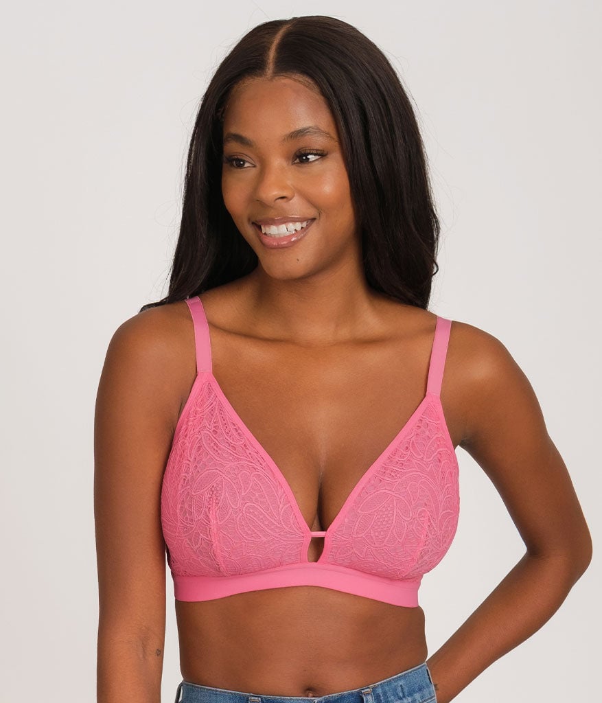 The Palm Lace Busty Bralette: Pink Hibiscus
