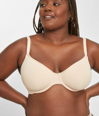 36DDD woman wearing Toasted Almond Spacer Balconette Bra by LIVELY