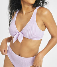 The Ruched Plunge Bralette & Bikini Swim Bundle: Lilac