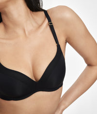 Adjustable straps on Jet Black No Wire Push-Up Bra by LIVELY