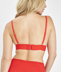 The Long-Lined Lace Bralette: Tomato Red