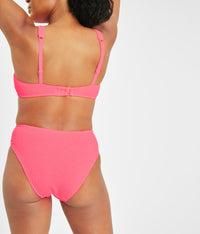 The Swim Ruched High Waist Bikini Bottom: Electric Pink