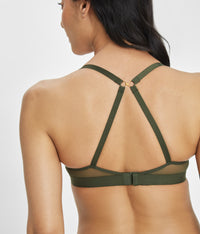 J-hook and adjustable straps on Rich Olive No-Wire Push-Up Bra by LIVELY
