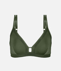 The Mesh Trim Bralette: Rich Olive