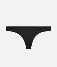 The Palm Lace Thong: Jet Black