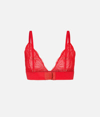 The Long-Lined Lace Bralette: Tomato Red