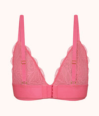 The Long-Lined Lace Bralette: Pink Hibiscus