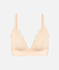 The Long-Lined Lace Bralette: Toasted Almond