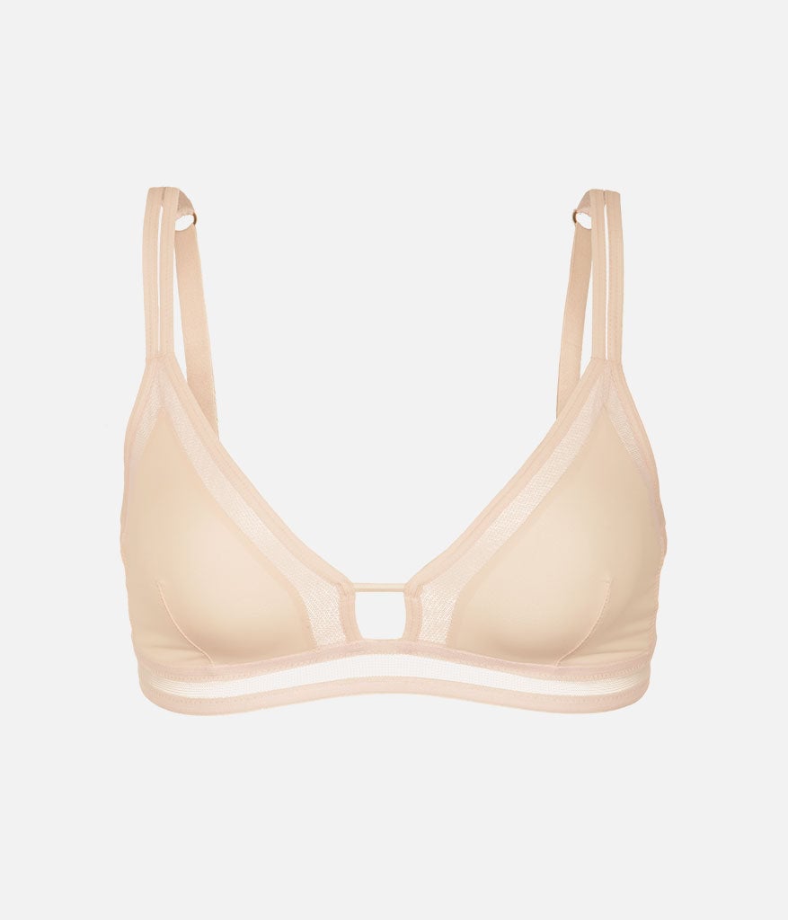 The Mesh Trim Bralette - Toasted Almond | LIVELY