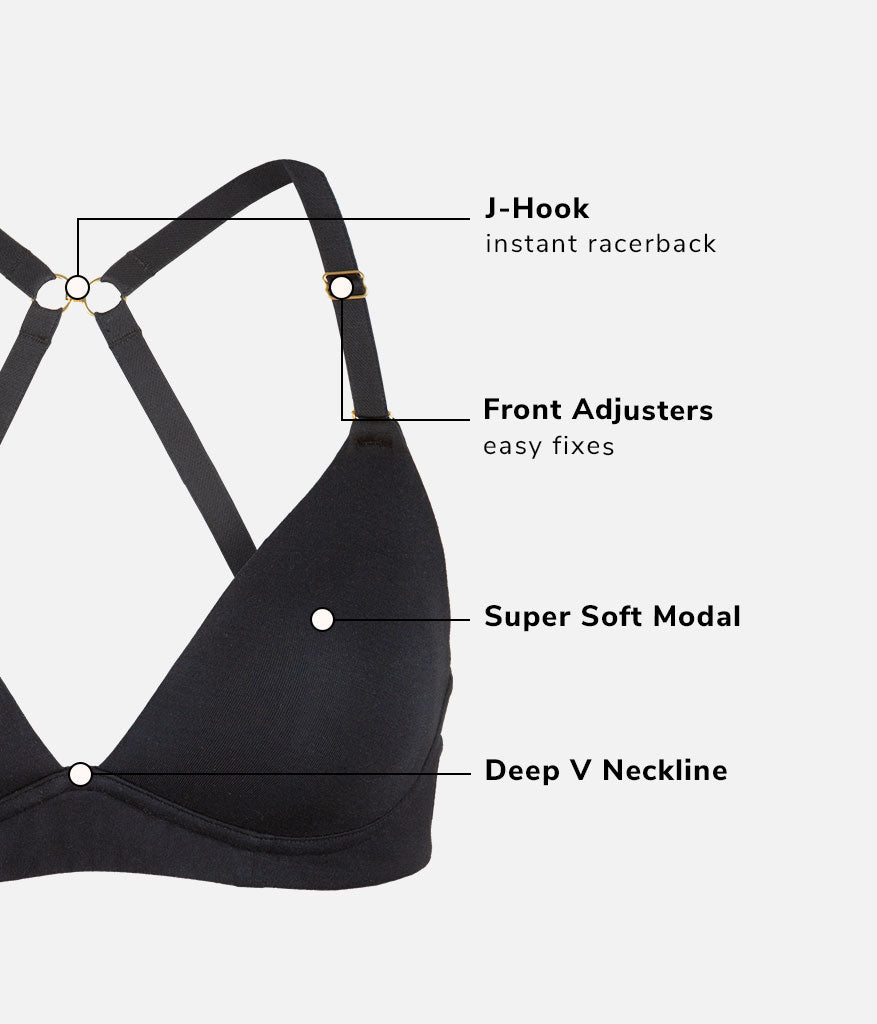 Plunge Wireless Bra Modal Bra in Jet Black LIVELY