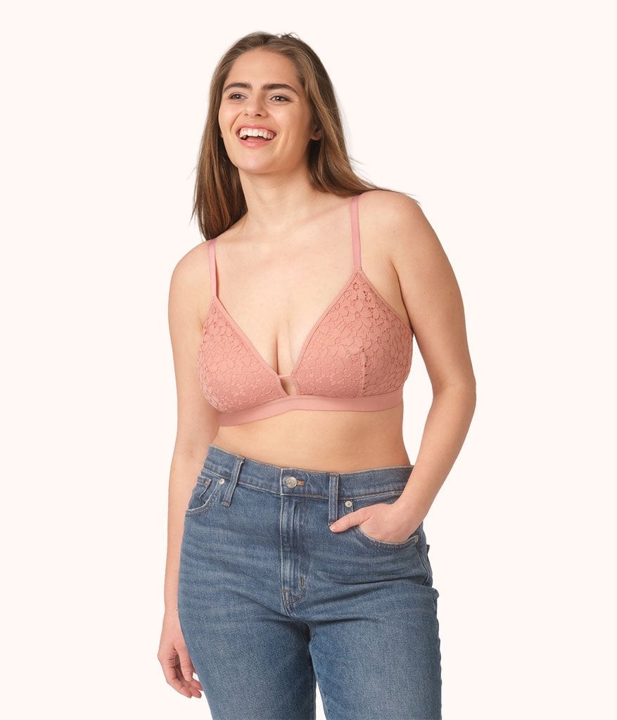 The Floral Lace Busty Bralette: Shell Pink