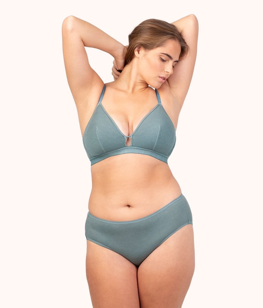The Ribbed Busty Bralette: Harbor Green