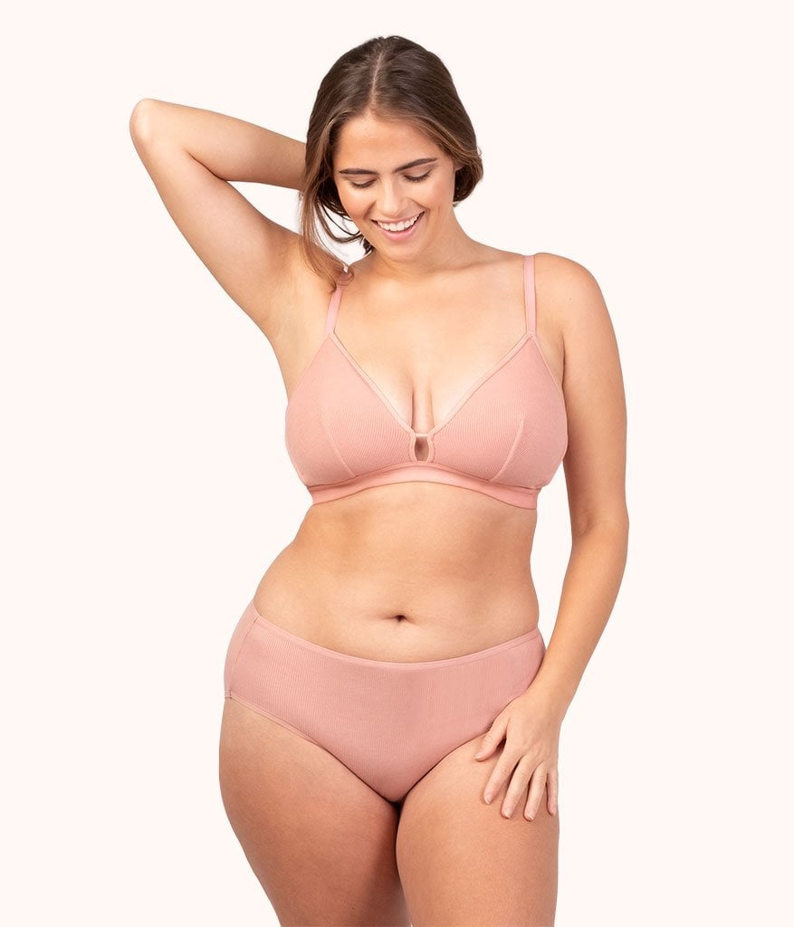 The Ribbed Busty Bralette: Shell Pink