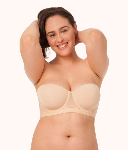 LIVELY Smooth Strapless Bras for Women | Flexible Underwire Bra with  Balconette Cups | Mesh Fabric Sides | Removable Straps