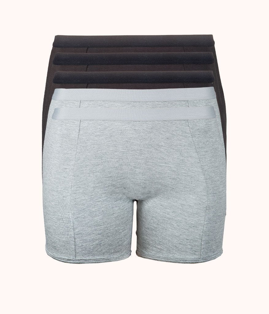 The All-Day Boy Short 5-Pack: Jet Black/Heather Gray