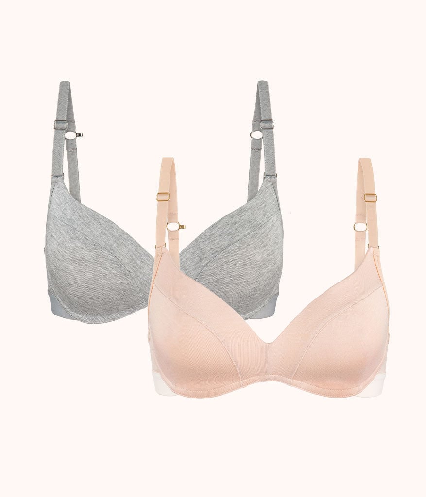 All-Day No-Wire Push-Up Bra Bundle: Toasted Almond/Heather Gray