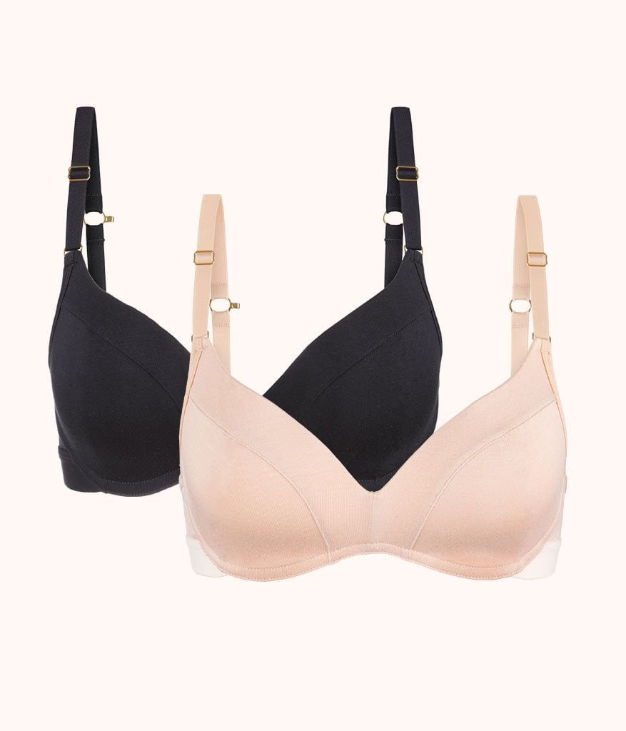All-Day No-Wire Push-Up Bra Bundle: Jet Black/Toasted Almond