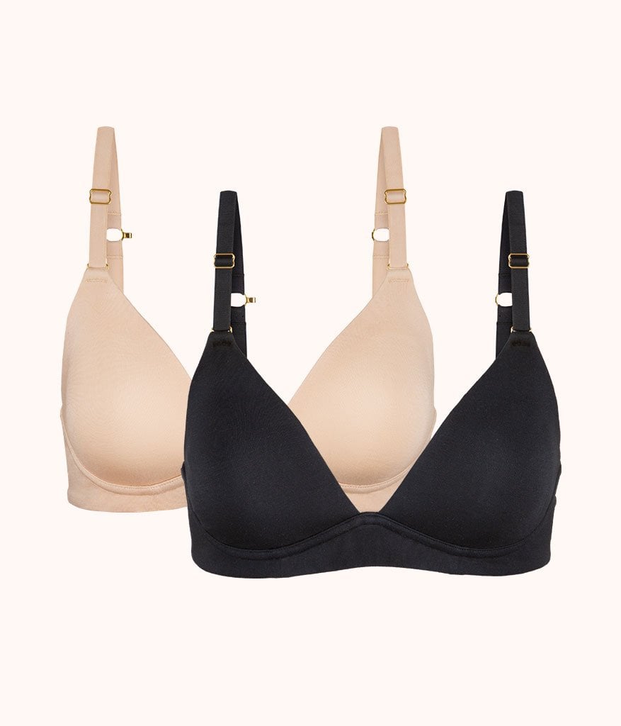 The All-Day Plunge No-Wire Bra Bundle: Jet Black/Toasted Almond