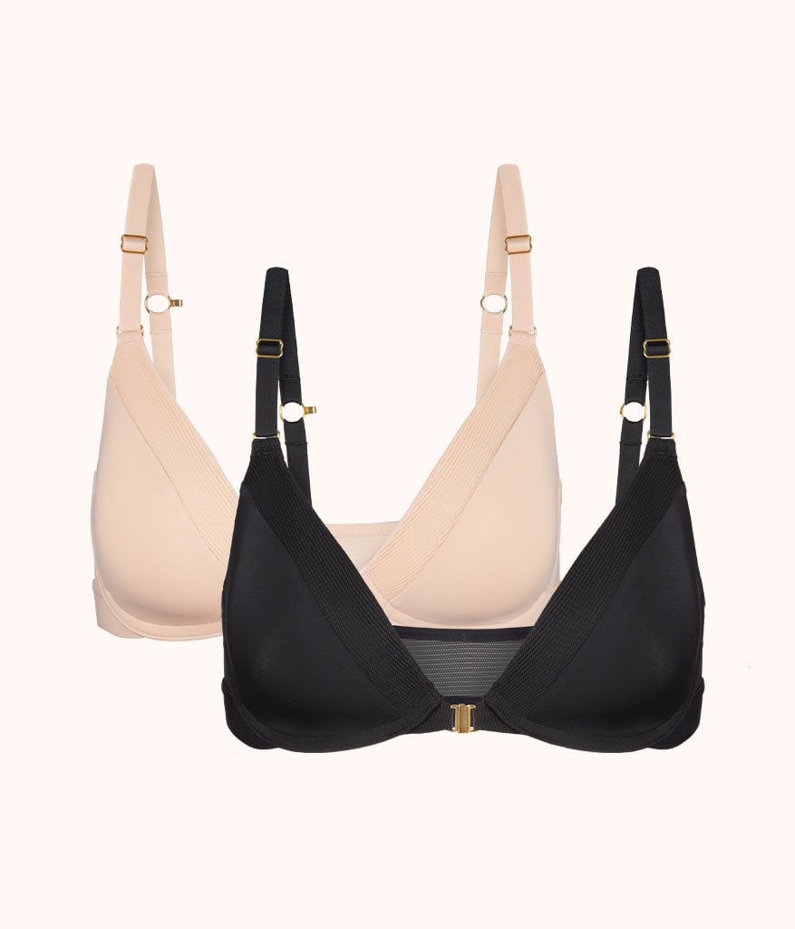 The Front Close No-Wire Bra Bundle: Jet Black/Toasted Almond